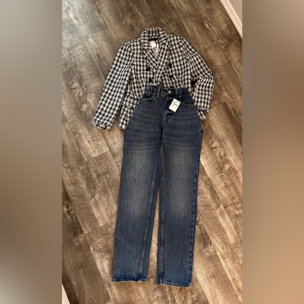 NWT Good American 90s Icon Straight Leg Blue Jeans Blue Size 2/26